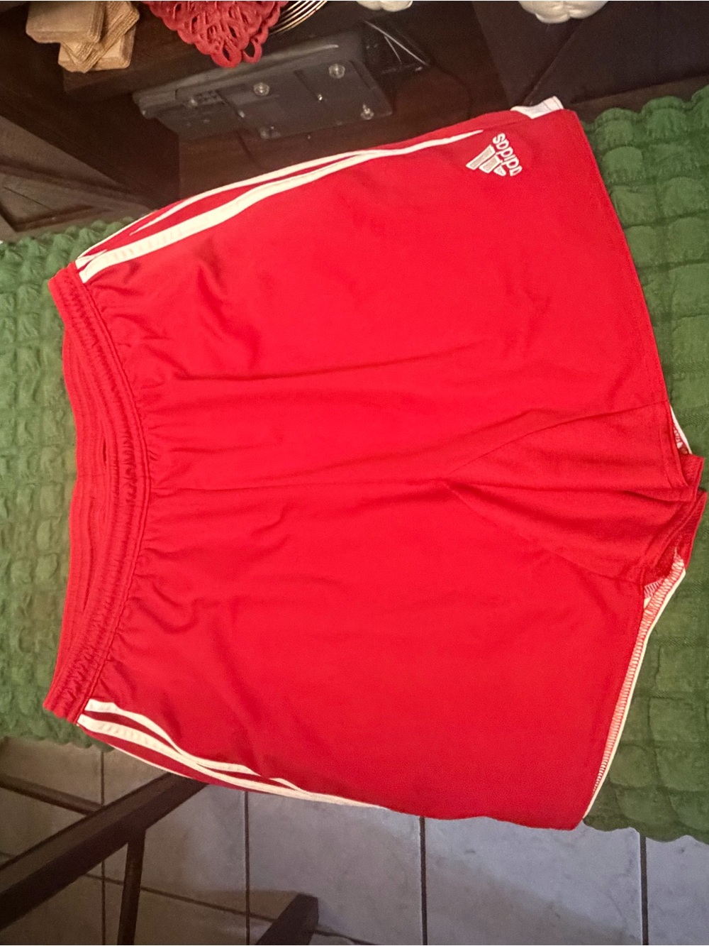 adidas Red Athletic Shorts with White Trim